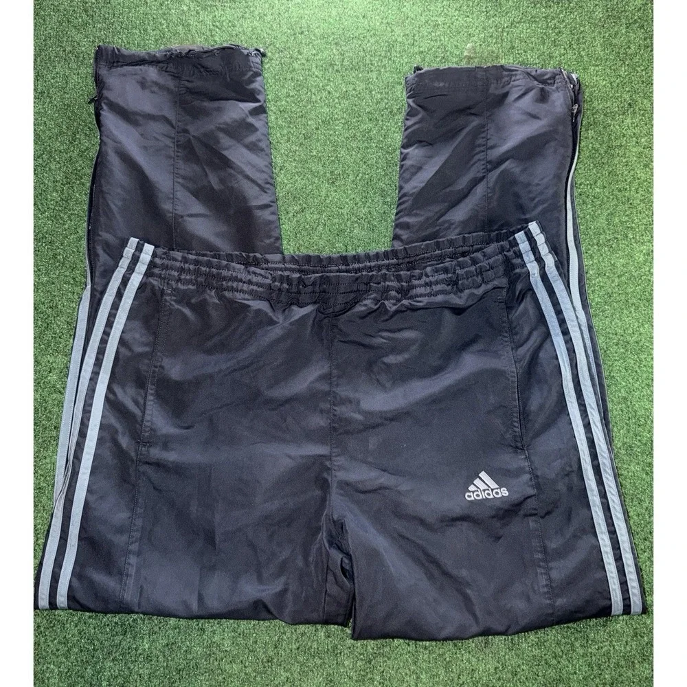 Adidas Vintage Navy Blue Windbreaker Track Pants Mens XL 3 Stripe Jogger